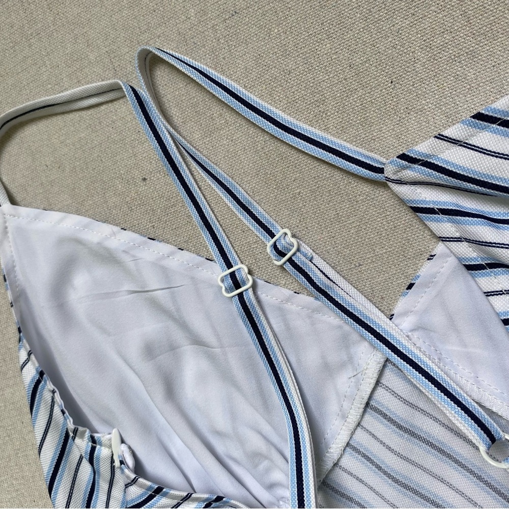 Michael Kors Striped Slip Midi Dress Adjustable Spaghetti Straps - Picture 10 of 15